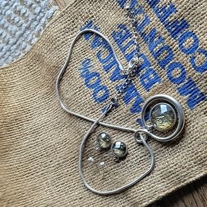 Meteorite(faux)Beautiful necklace&earrings Set,EUC